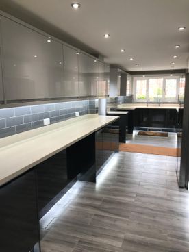 Light Grey Wall Cupboards Corian Worktop