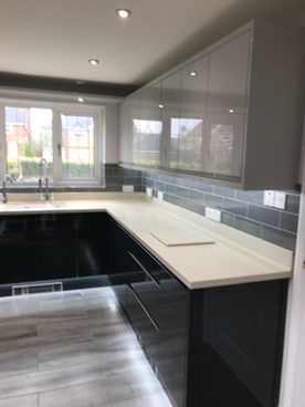Corian Worktop with Drainage Grooves and molded upstands 